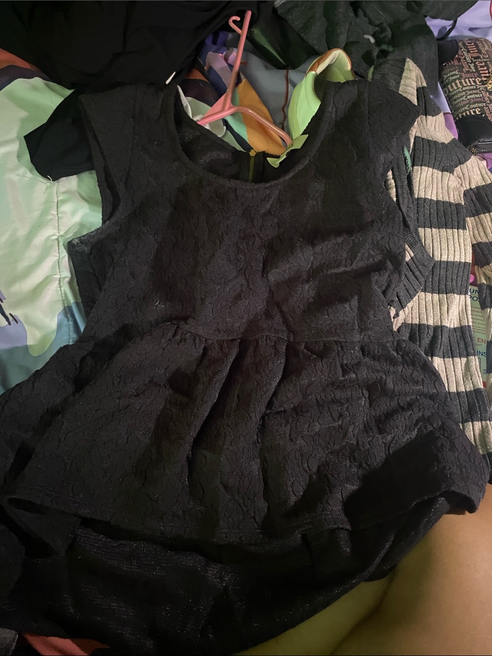 Black Lace Peplum Top